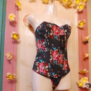 Alivila Y (L) Boned Floral Overbust Corset Set